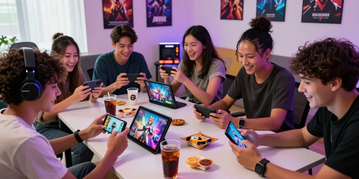 Friends gaming together in a lively gacha168 session filled with energy and excitement.