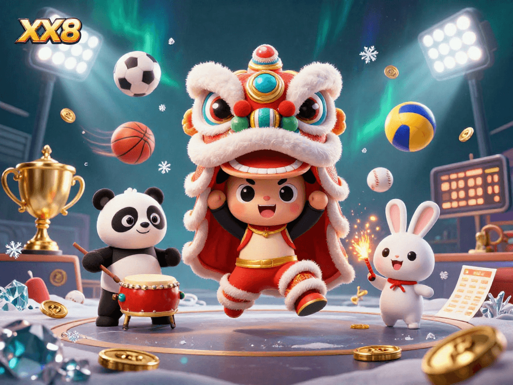 Experience the exciting world of online betting at XX8 with vibrant characters celebrating in a dynamic casino illustration.