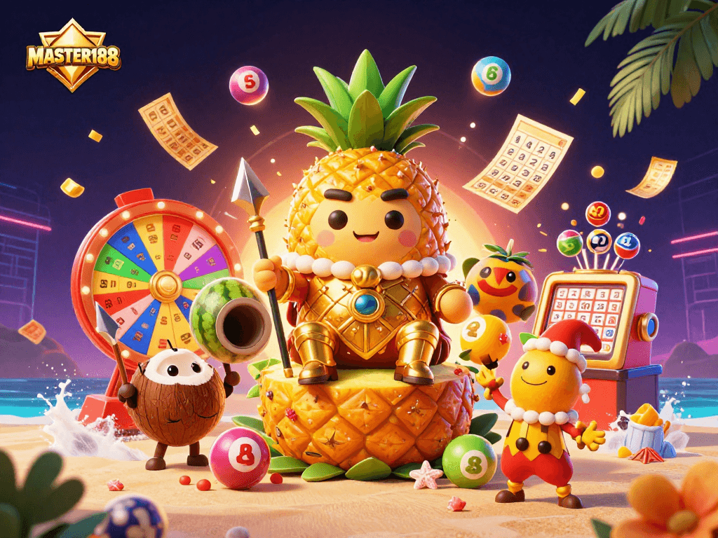 Engage in exhilarating gameplay at MASTER188 with golden bingo cards and colorful lottery balls.