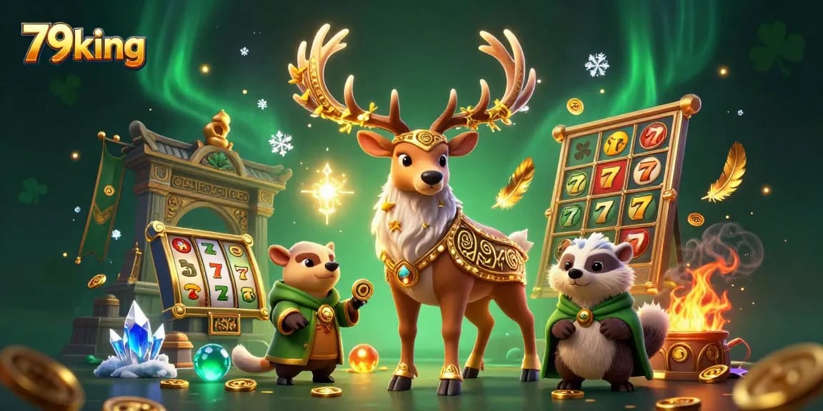 Immerse in the thrilling 79king slots scene with a Celtic druid and mystical elements.
