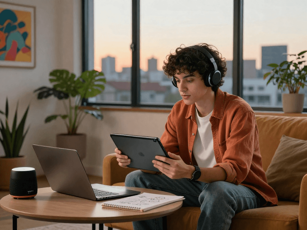 Engaging ai chat porn scene with stylish person in urban setting, showcasing digital communication.