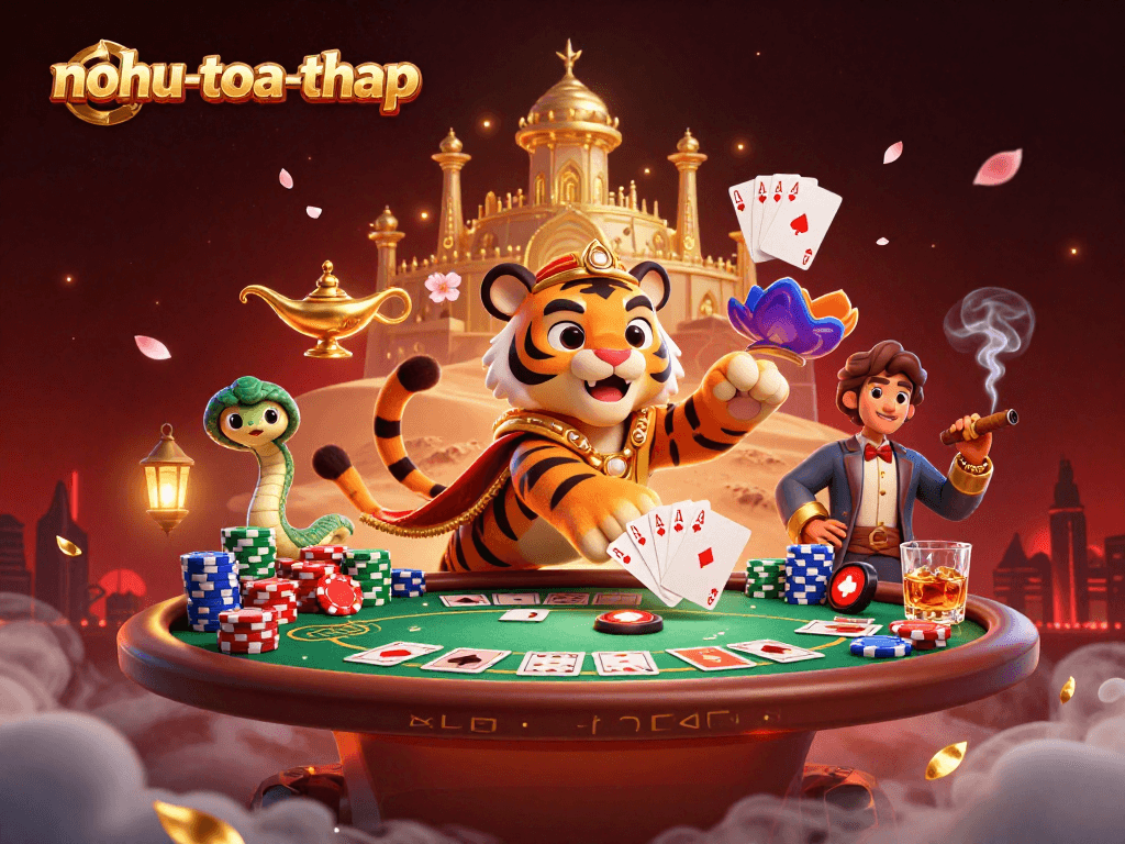 Join the adventure in nohu-toa-thap, where the tiger sultan rolls the poker chips for legendary winnings!
