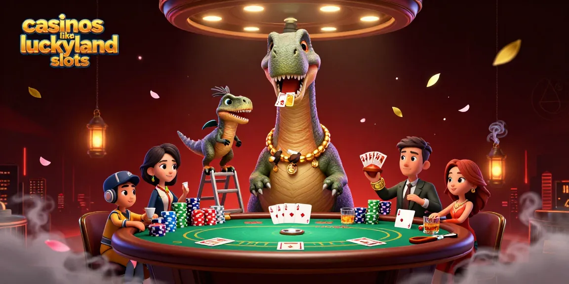 Engage with casinos like luckyland slots in this vibrant 3D gaming scene with dynamic characters.