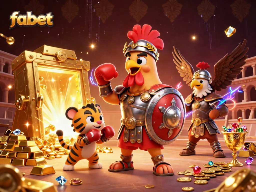 Engage in thrilling gameplay with fabet through a vibrant and detailed 3D casino illustration.