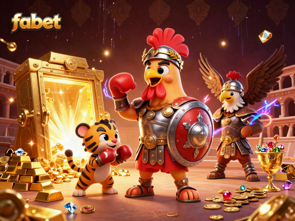 Engage in thrilling gameplay with fabet through a vibrant and detailed 3D casino illustration.