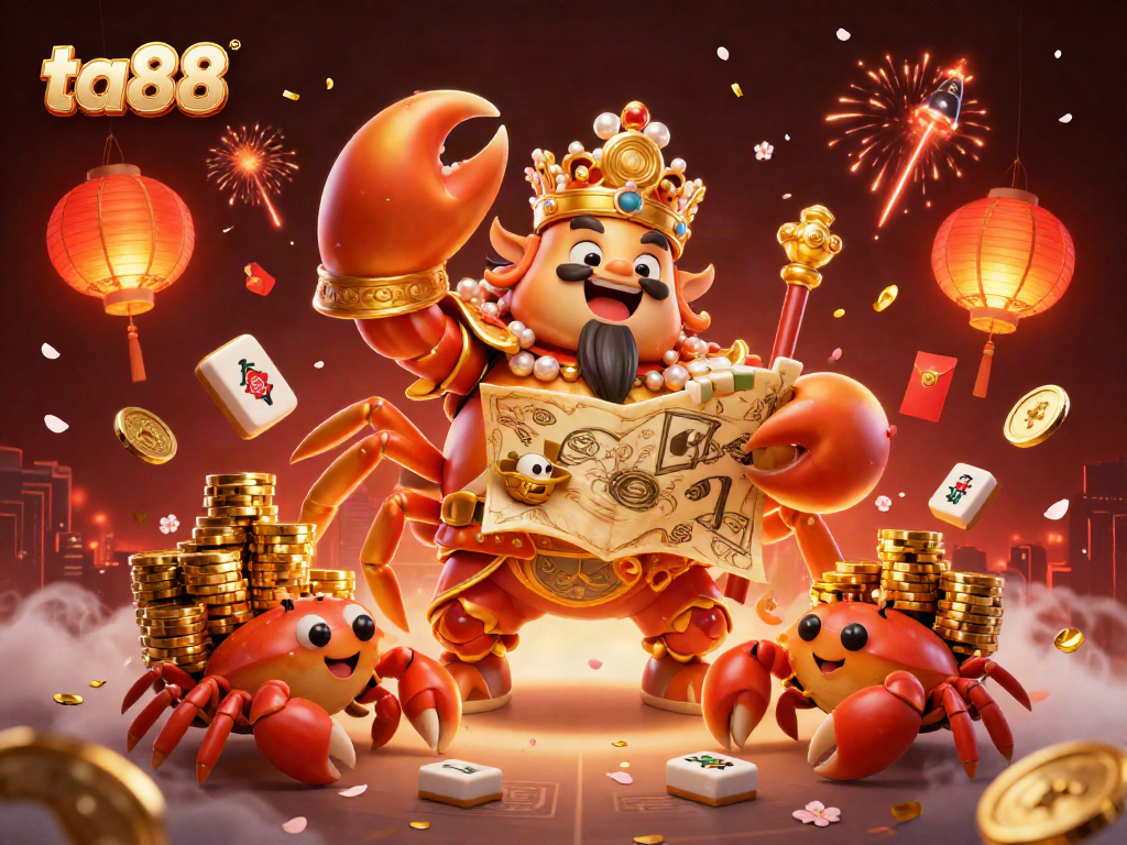 Engage with ta88 in a vibrant 3D casino world filled with treasures and festive elements.