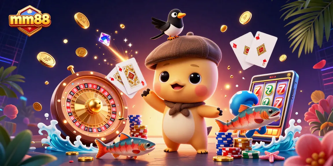 Join the excitement of mm88 with 3D cartoon baby Nessie amid dazzling game elements and treasure.