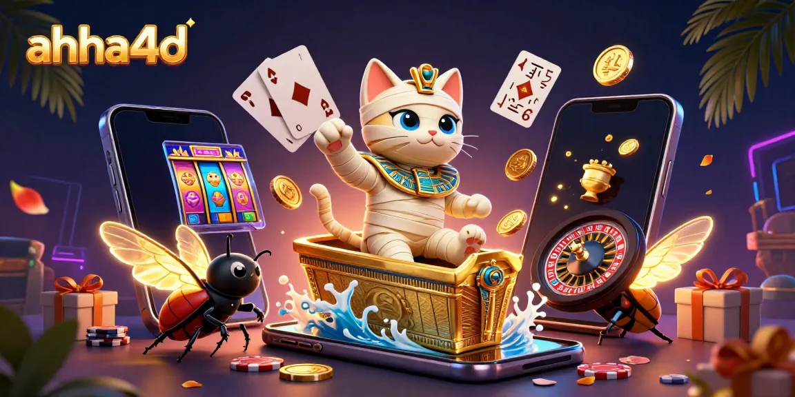 Experience thrilling wins with the ahha4d Egyptian mummy cat in a vibrant casino scene.