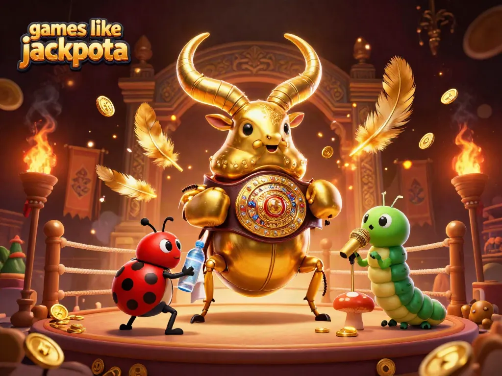 Experience games like jackpota with a vibrant 3D illustration of unique gambling characters and elements.