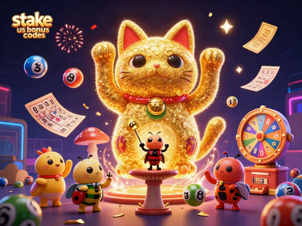 Engage with stake us bonus codes for exciting rewards at the casino illustrating dynamic game elements and characters.