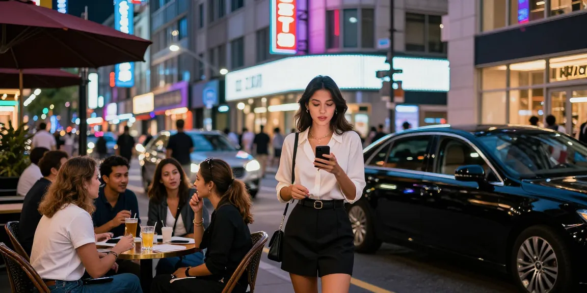 Hình ảnh gái gọi trong không khí nhộn nhịp của phố đêm, nổi bật giữa ánh đèn neon.