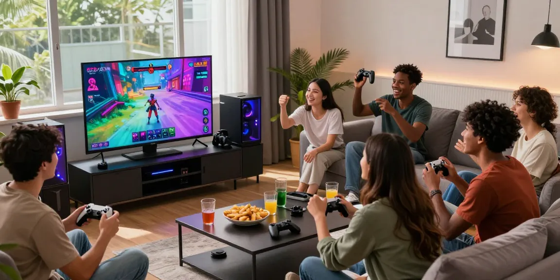 Enjoy playing sexgames with friends in a vibrant gaming setup.