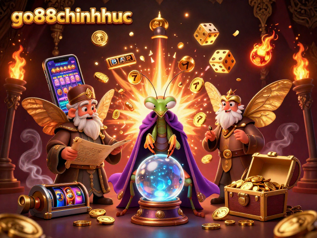 Engage with the go88chinhthuc scene of a fortune teller and librarian amidst a vibrant casino atmosphere.