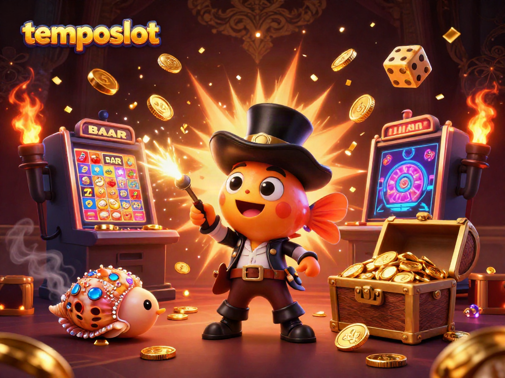 Engage with temposlot's excitement as the anglerfish draws in golden coins in a vibrant casino scene.