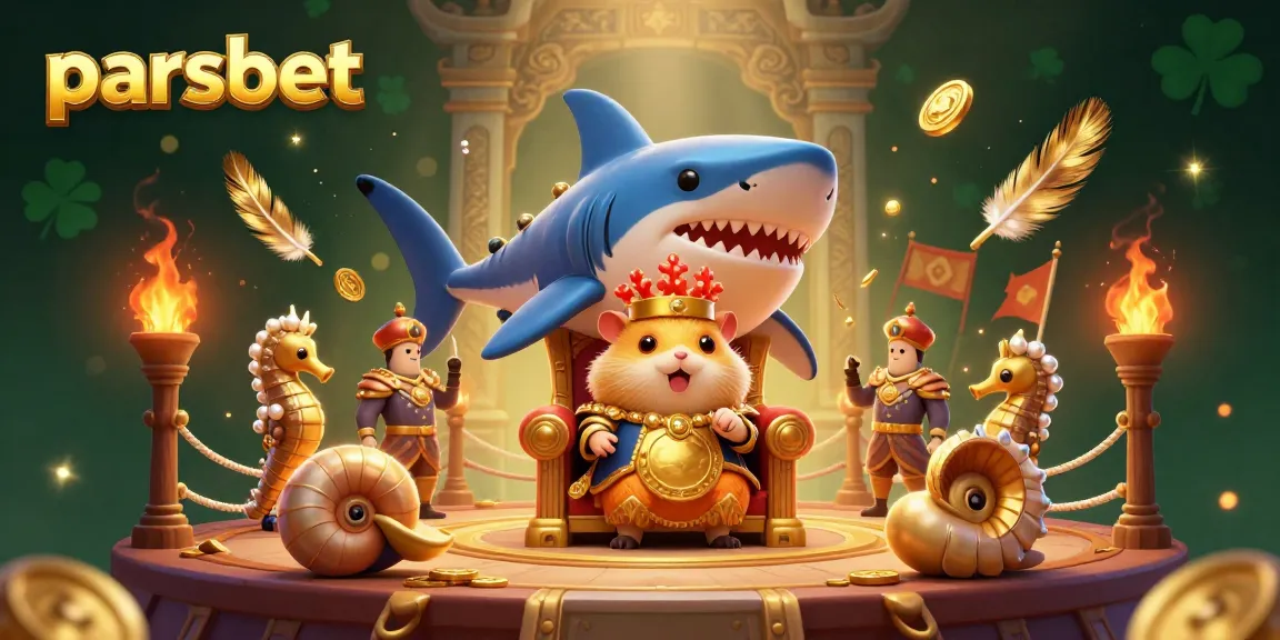 Experience the thrill of parsbet with a fierce hamster king and royal seahorse guards in a dynamic casino arena.
