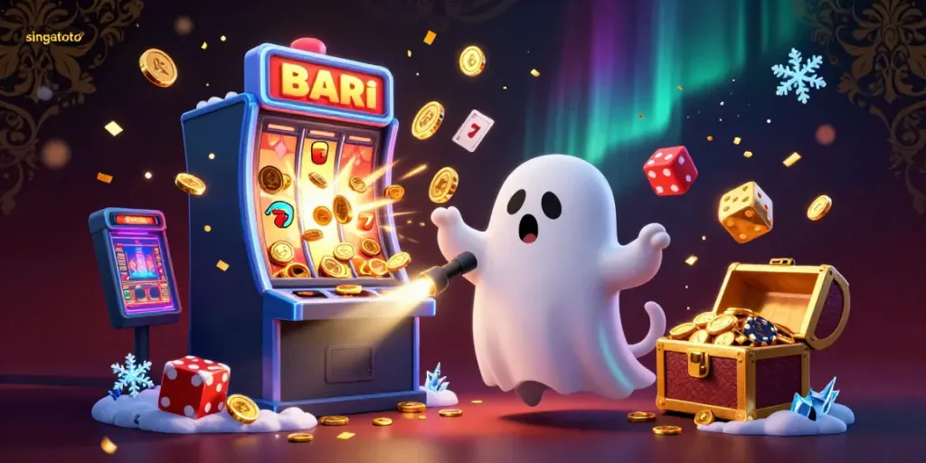 Engage with the thrilling world of singatoto casino games as a mischievous monkey juggles gold in a haunted atmosphere.