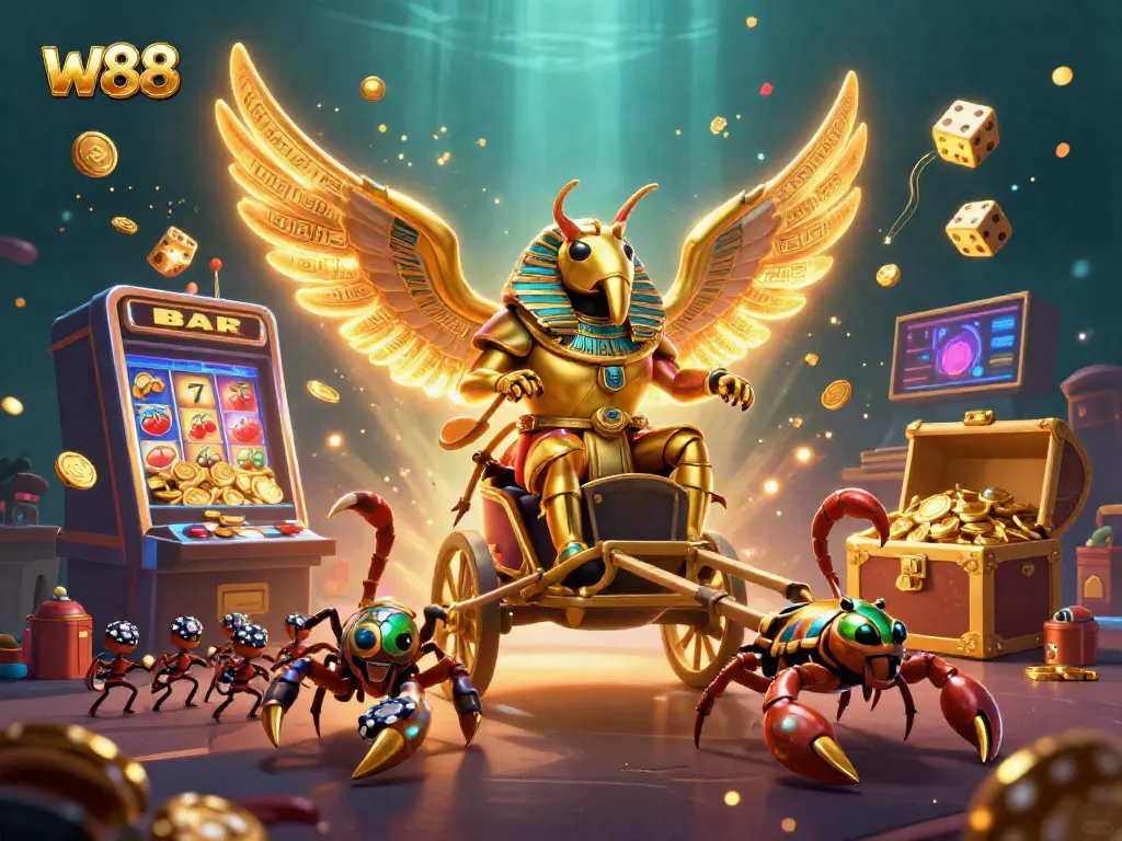 Experience thrilling w88 casino action with a vibrant scene of engaging characters and games.