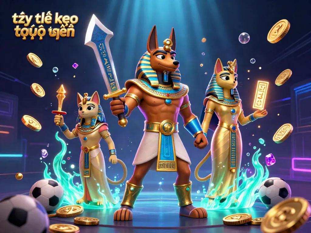 Bettors can discover tỷ lệ kèo trực tuyến through dynamic ancient Egyptian-themed casino art featuring Anubis and Bastet.
