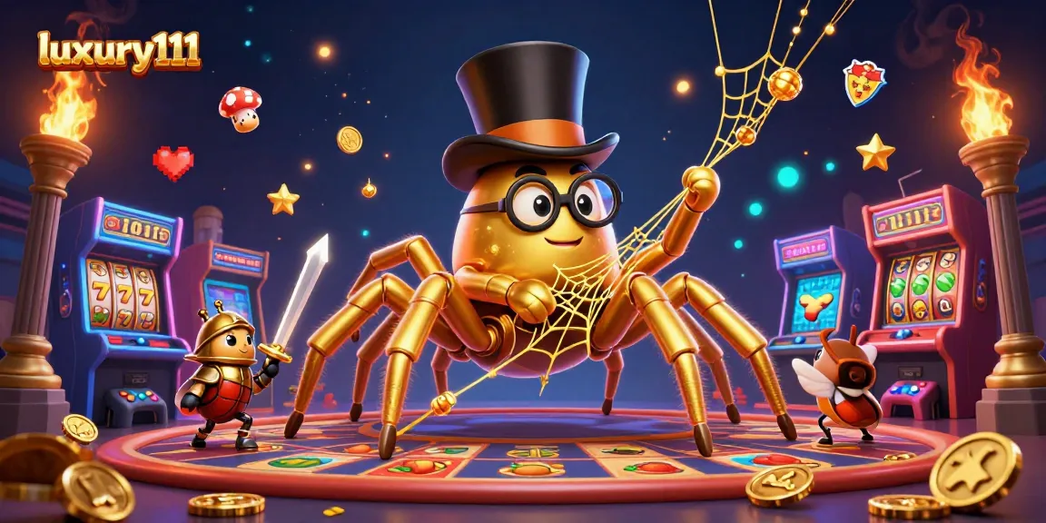 Experience luxury111 with a golden tarantula weaving casino magic around vivid new slot games.