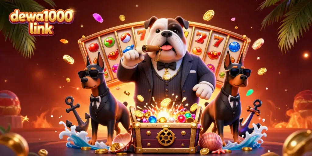 Engage with the dewa1000 link featuring mafia boss mascot and exciting slot elements in vibrant action.