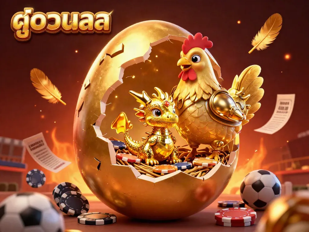Experience the excitement of ดูบอลสด with a dynamic scene featuring golden elements and sports betting themes.