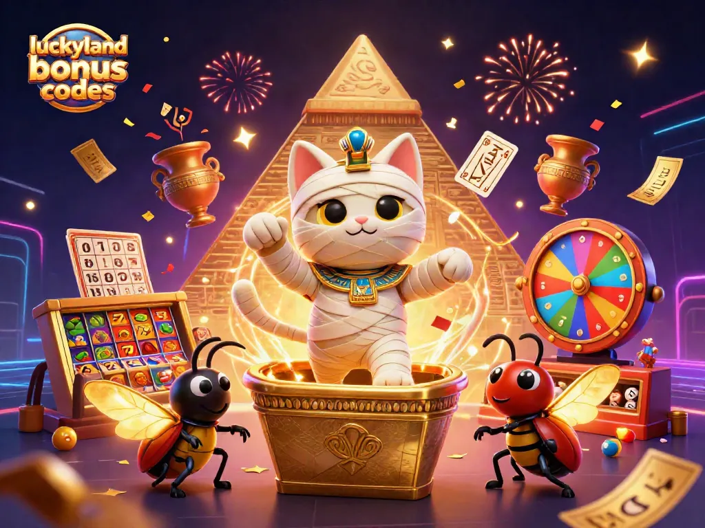 Win big with luckyland slots bonus codes in this vibrant 3D casino scene filled with action.