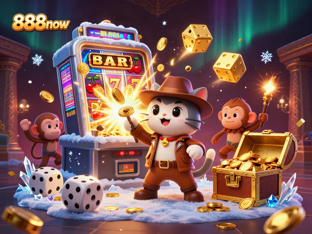 Experience thrilling wins with 888now in a captivating 3D casino adventure.