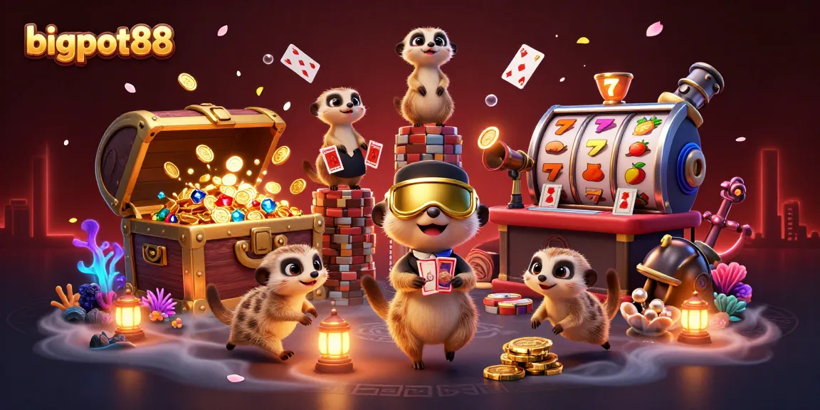 Bigpot88 menawarkan pengalaman slot yang mendebarkan dengan meerkat yang mengelola kasino yang penuh warna.