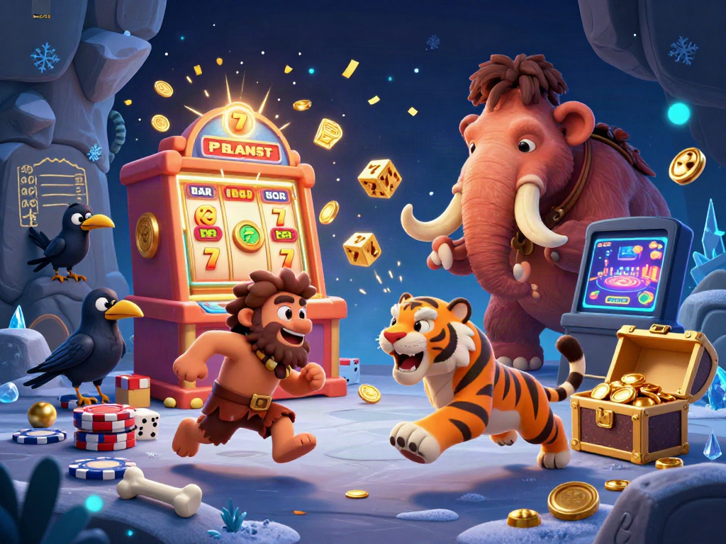 Experience bro138's thrilling gaming action with a colorful, lively casino scene featuring cartoon characters and dynamic game elements.