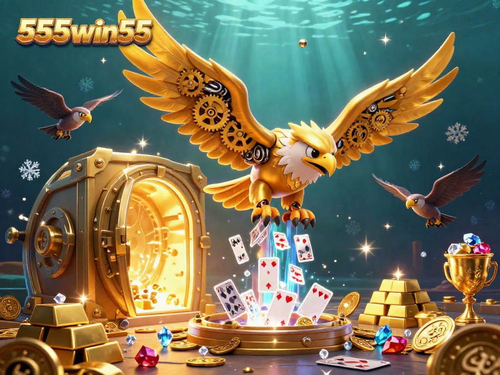 Players interact with vibrant casino elements in a dynamic scene featuring 555win55, showcasing excitement in gaming.