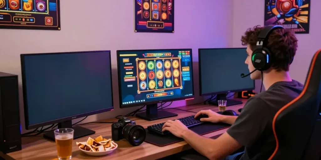 Player enjoying an exciting slot game experience on a desktop setup.