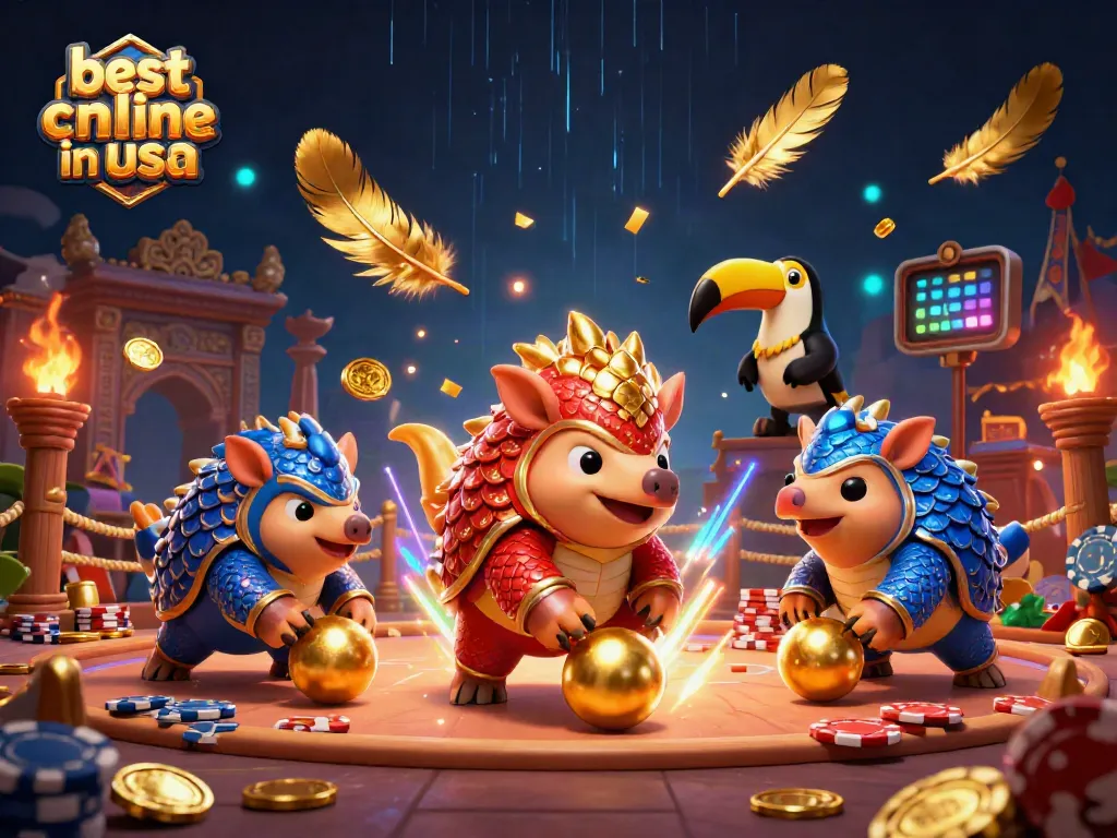 Rival pangolins compete in a casino scene showcasing the best online casinos in usa.