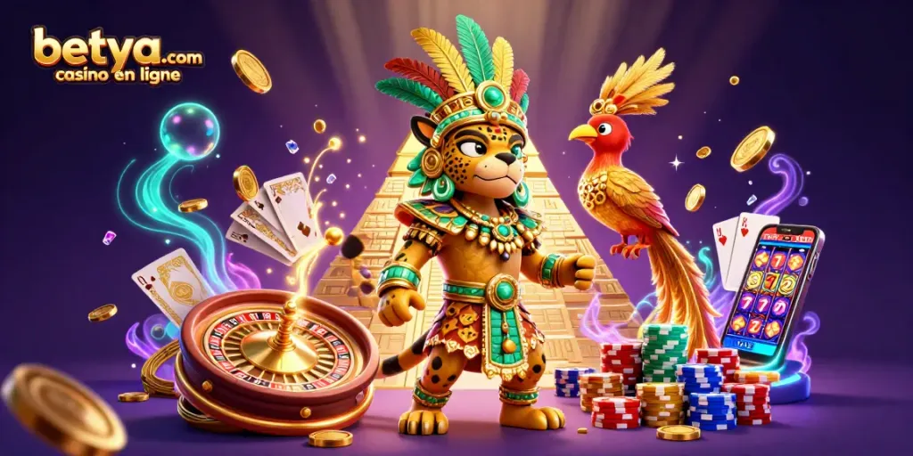 Experience the excitement at betya.com casino en ligne with vibrant 3D casino gaming elements.