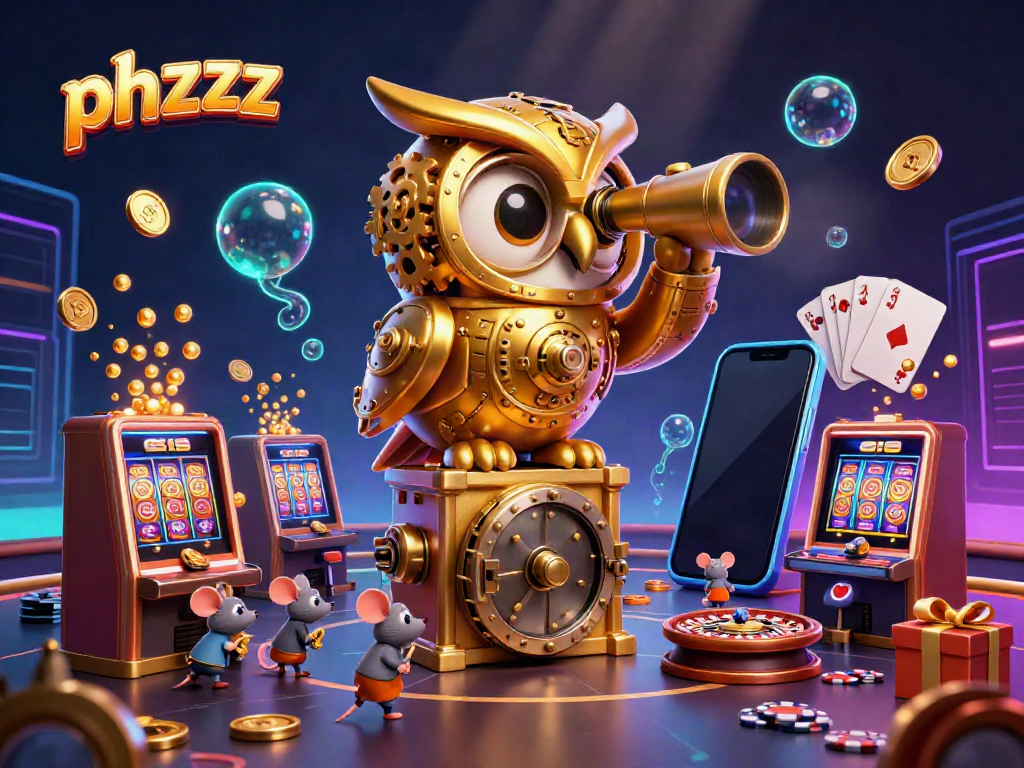 Win big with the phzzz casino experience featuring golden owl and vibrant gaming elements.
