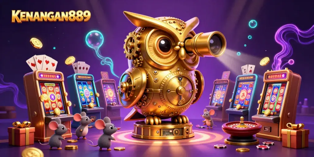 Engage in exciting gameplay with KENANGAN889's vibrant casino experience, featuring a golden owl and dynamic gaming elements.