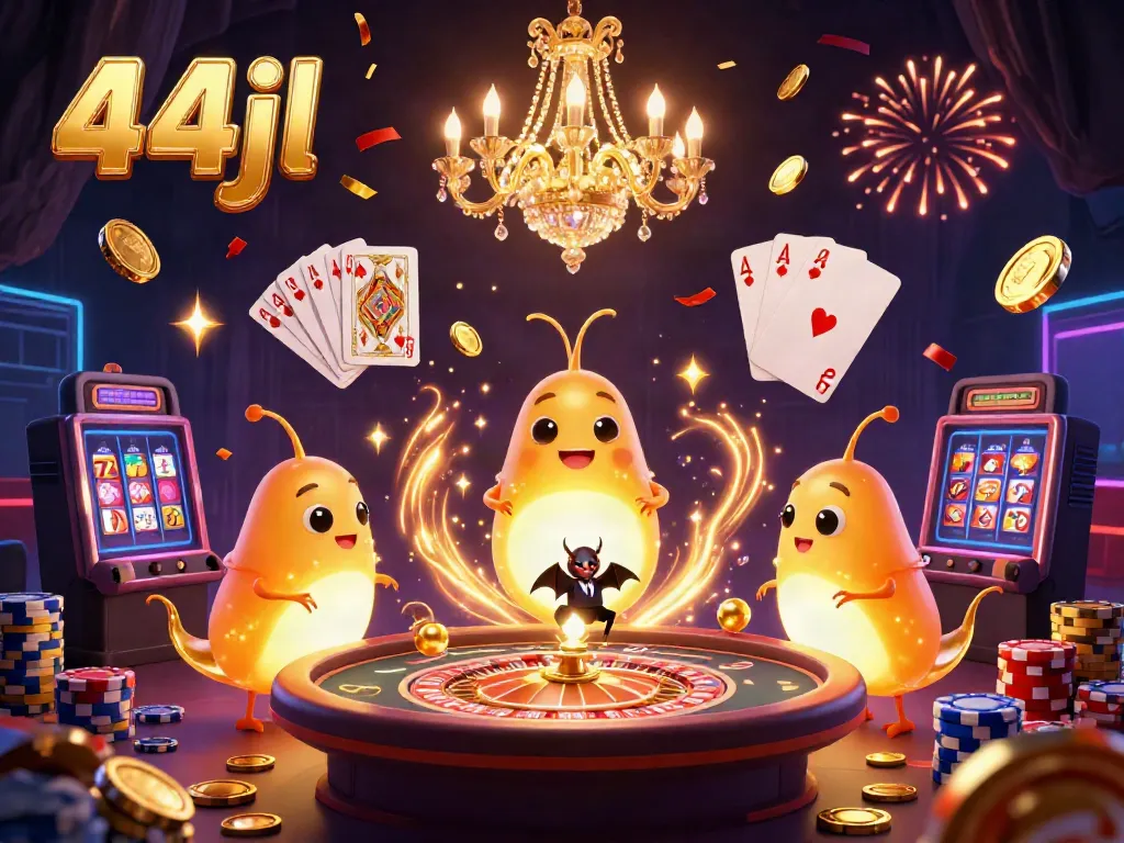 Vibrant 44jl online casino scene with glowworms and a bat dealer showcasing exciting games.