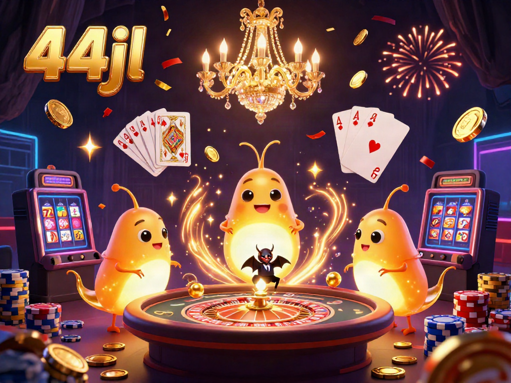 Vibrant 44jl online casino scene with glowworms and a bat dealer showcasing exciting games.