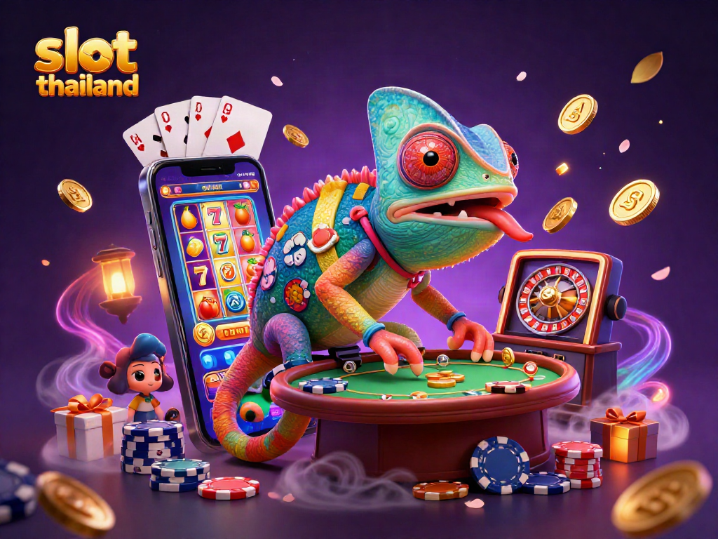 Experience the vibrant world of slot thailand with a dynamic casino scene featuring colorful slots and winning elements.