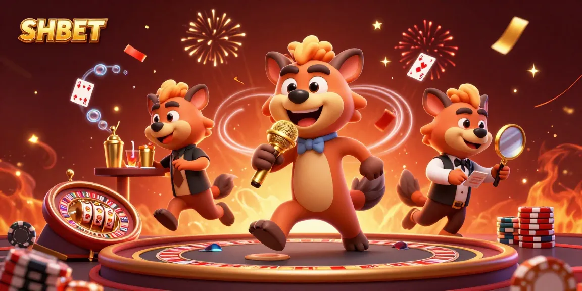 Experience excitement at SHBET's vibrant live casino with hyenas in a comedy club atmosphere.