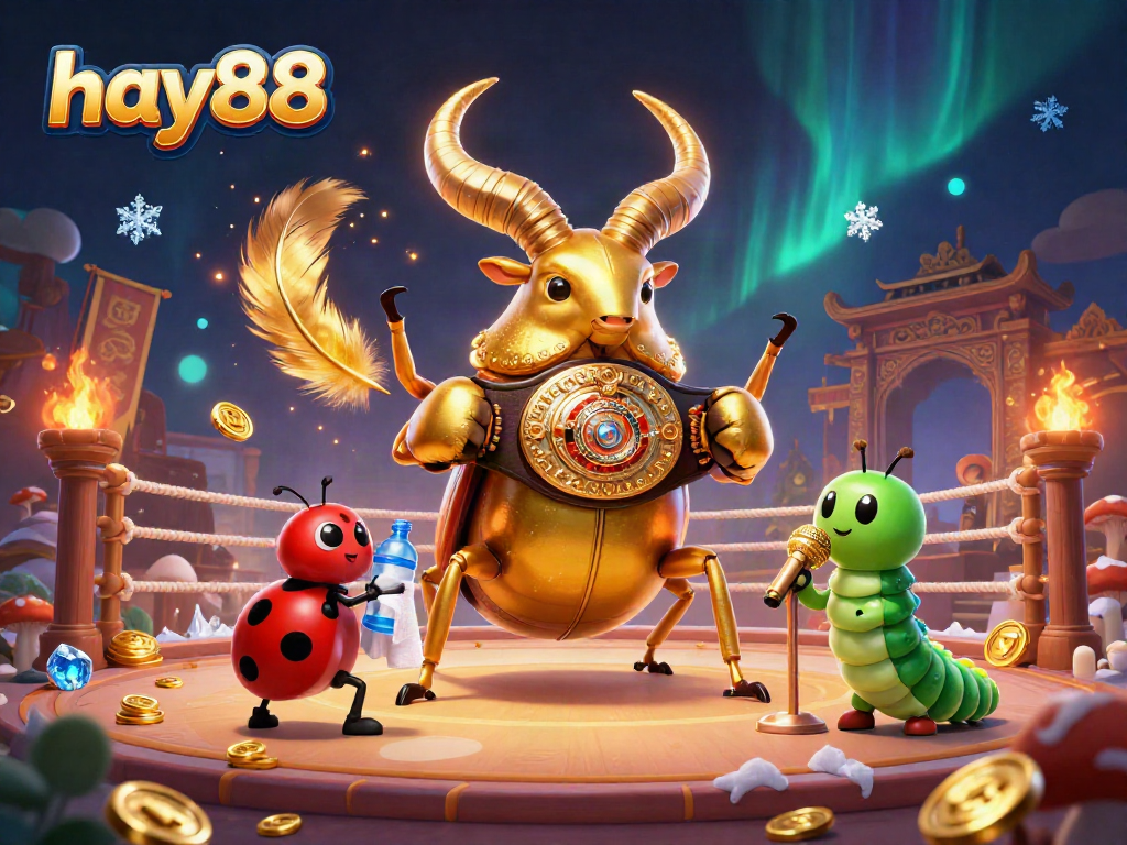 Experience thrilling jackpots at hay88, where golden beetles battle amidst dynamic casino elements.