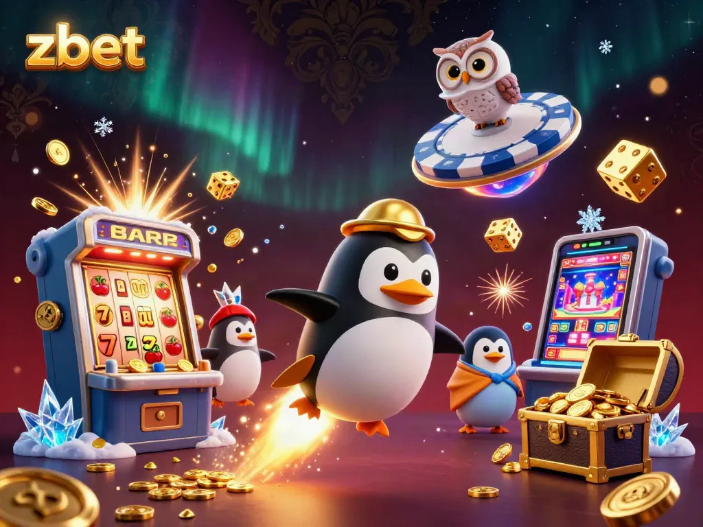 Experience thrilling zbet action with a vibrant scene of winning slots and casino excitement.