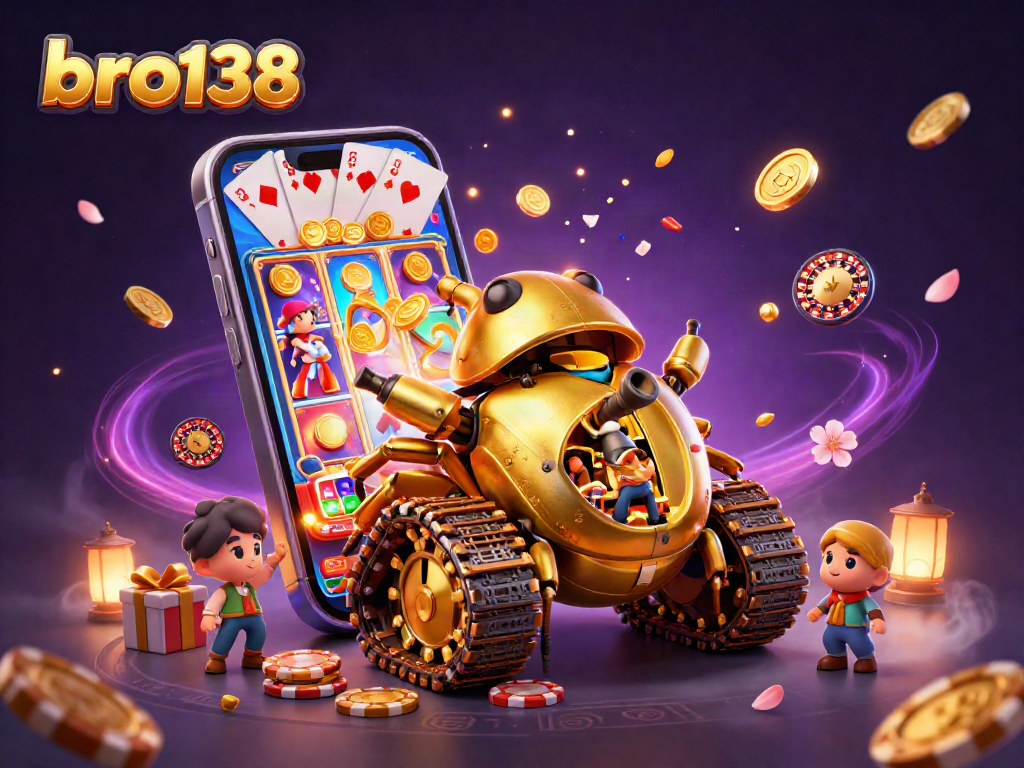 Experience thrilling gameplay at bro138 with a golden beetle tank showcasing a miniature casino