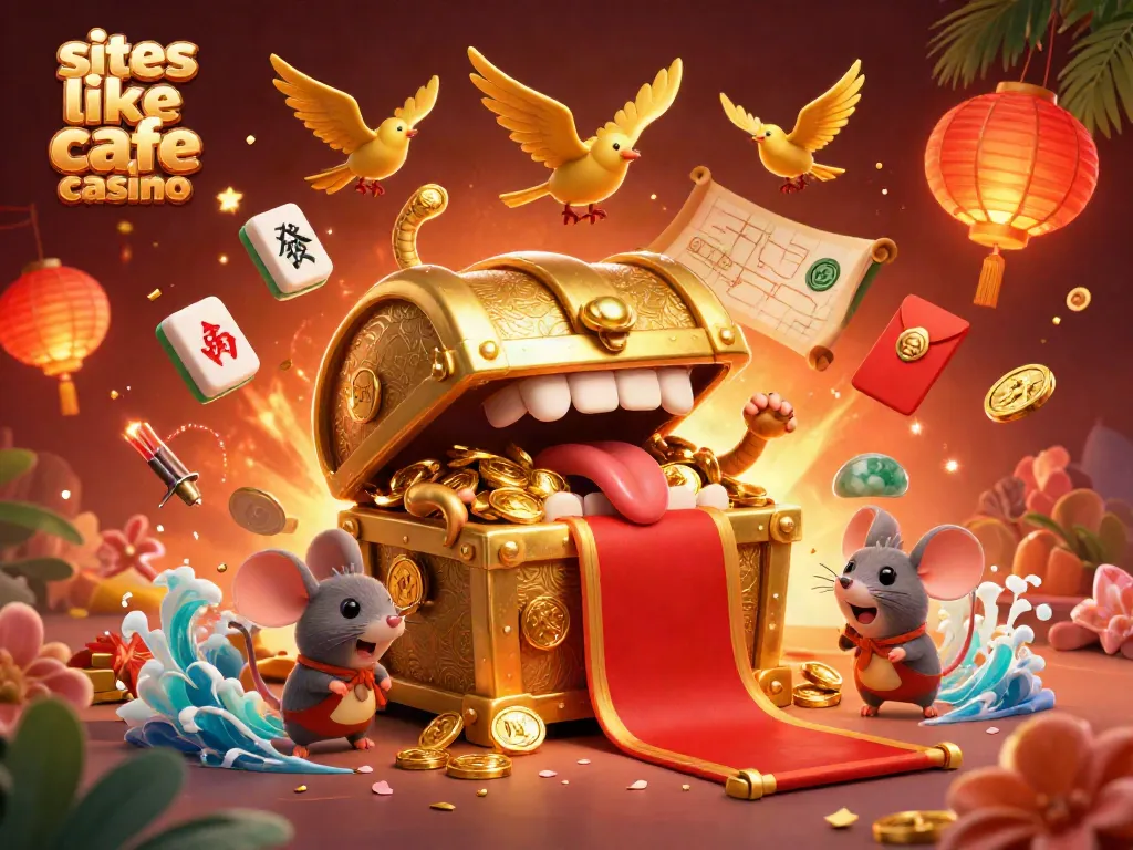 Adventurer mice are captivated by a treasure chest's riches in sites like cafe casino.