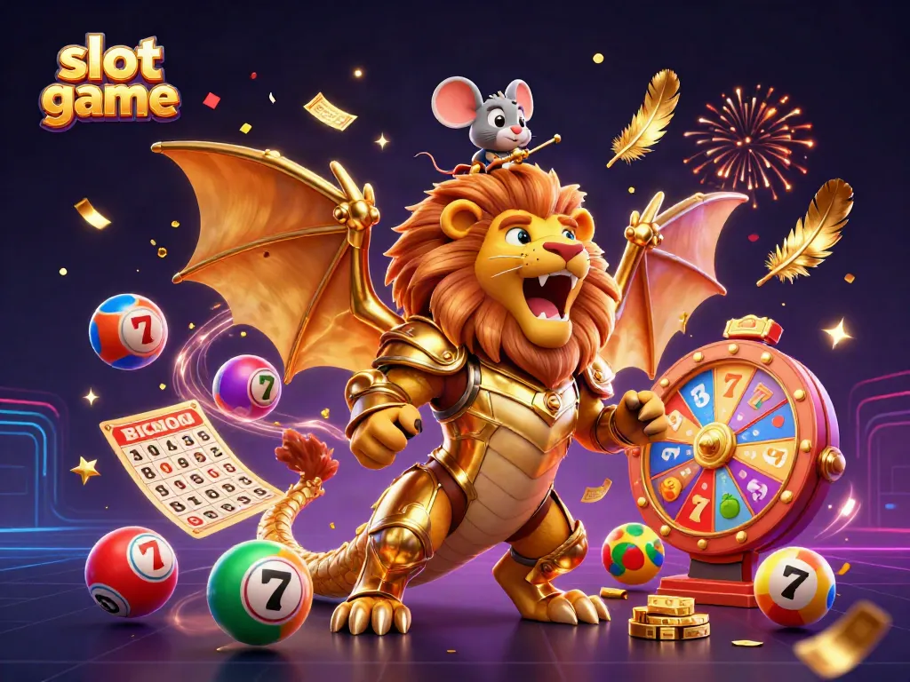 Permainan slot yang menarik dengan karakter kartun dalam suasana kasino yang meriah.