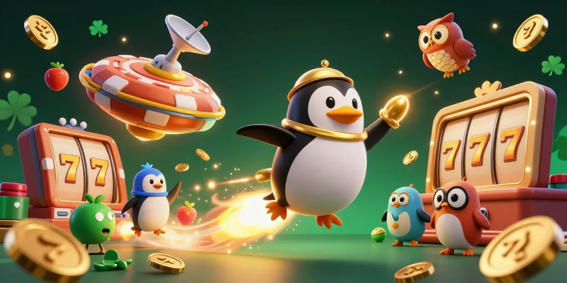 Experience thrilling gaming action with LGODEWA as the golden penguin rockets to a casino space station.