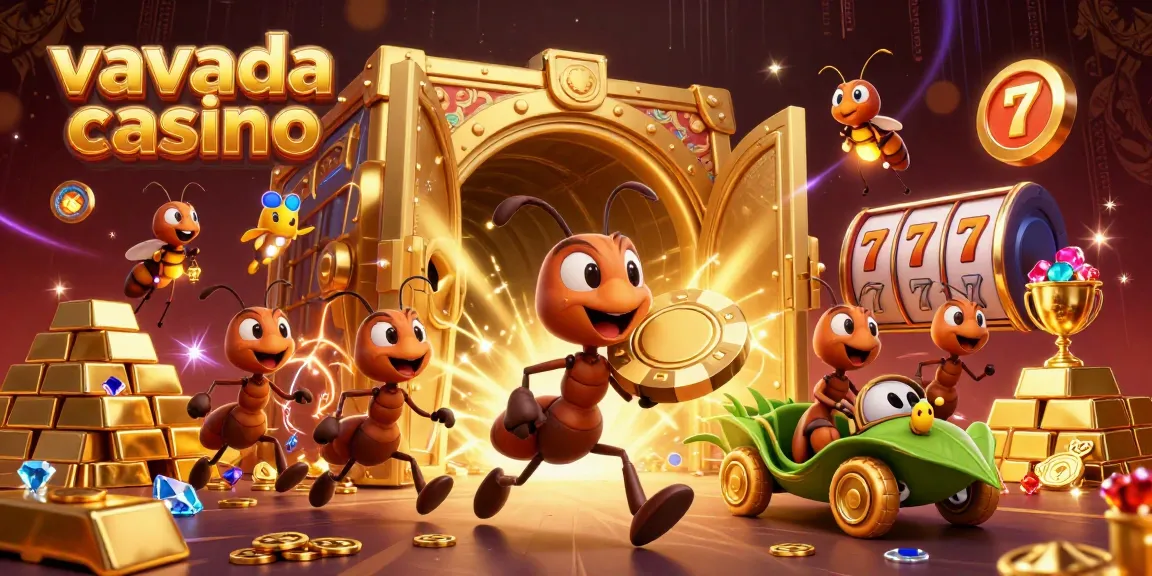 Join the vivid heist scene in Vavada Casino with playful ants and sparkling treasure.